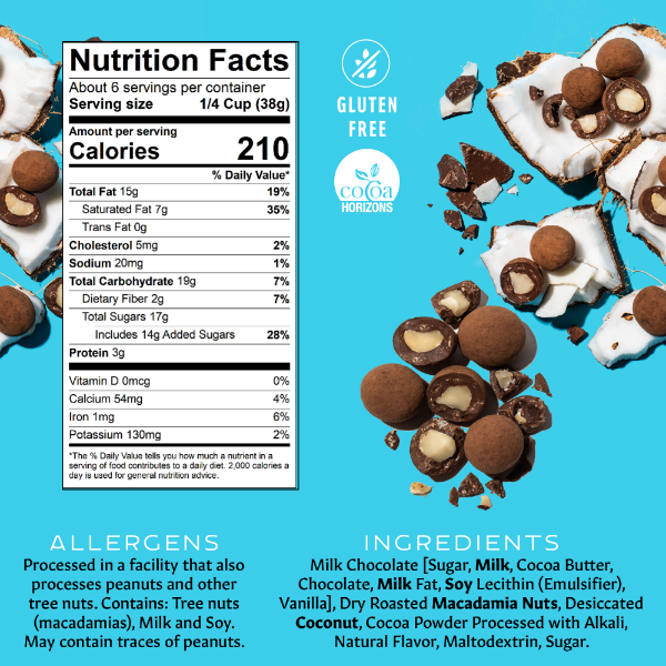 Chocolate Covered Macadamias - Milk Chocolate Coconut Medium Bag Gallery Fullscreen Image